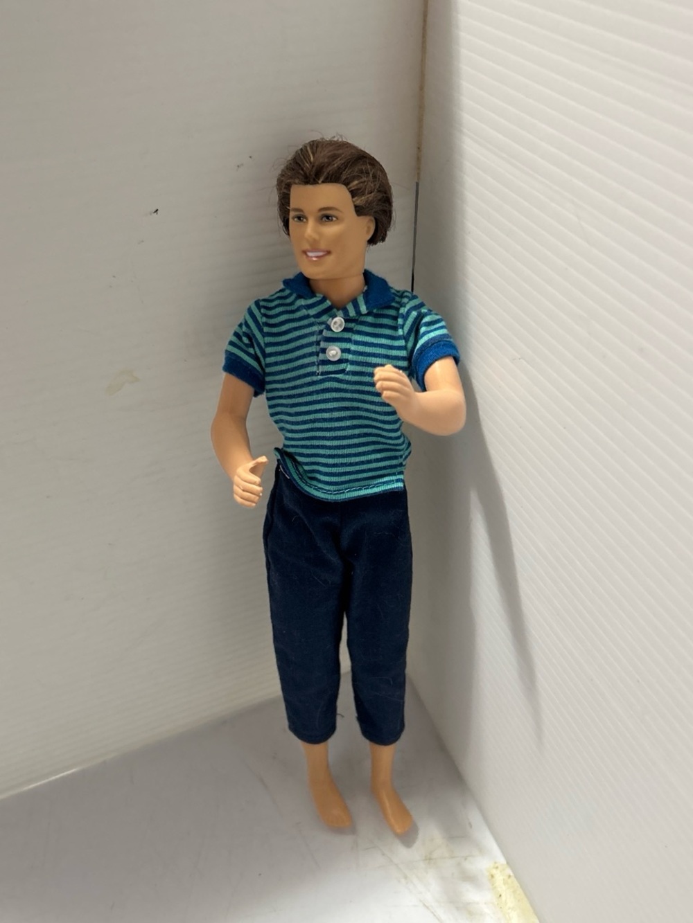 Mattel Ken Doll with Blue Striped Shirt and Navy Pants